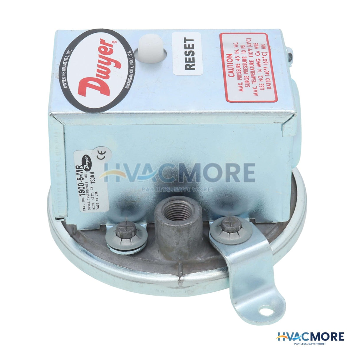 Dwyer Differential Pressure Switch W/ Manual Reset (1.4" - 5.5" W.C.) 1900-5MR