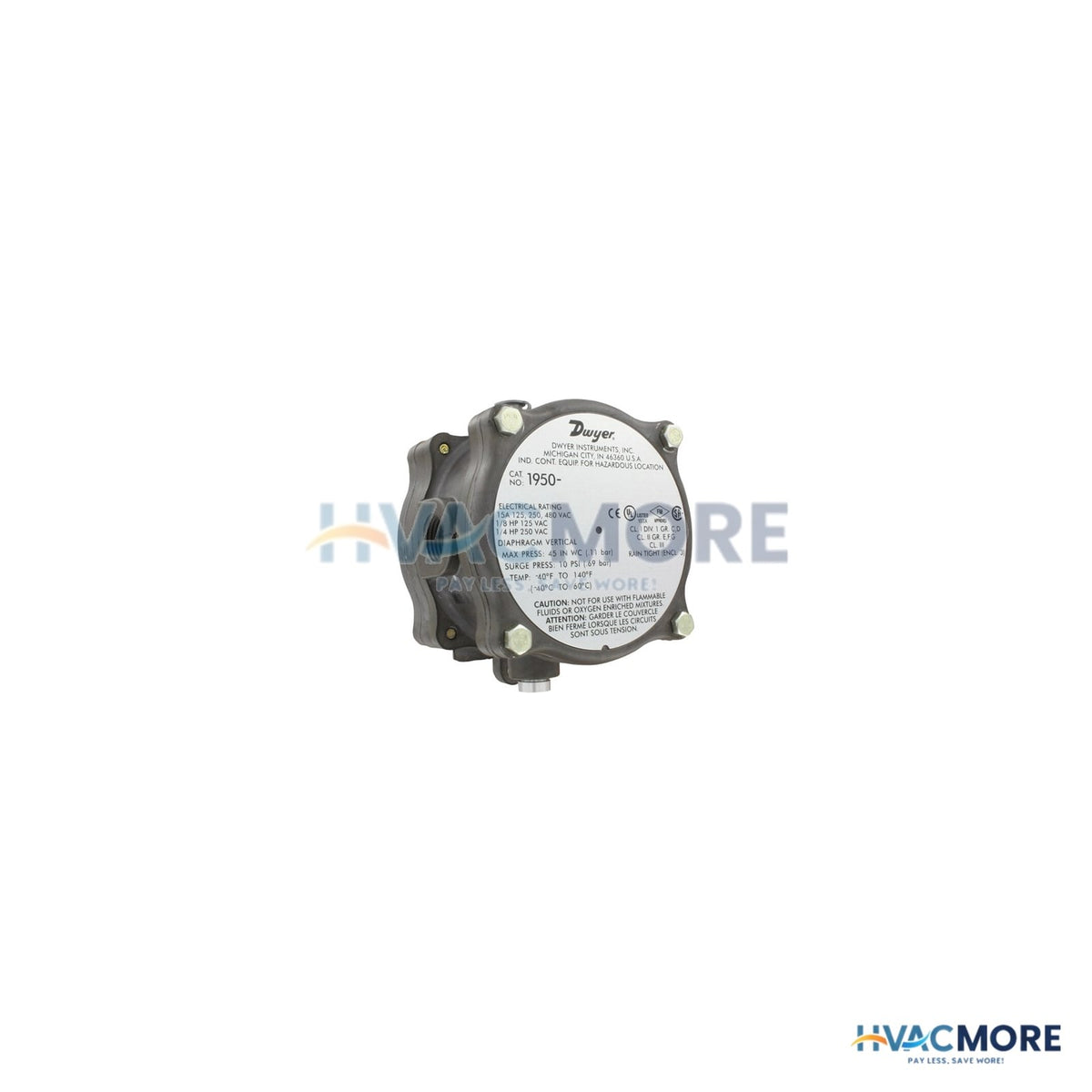 Dwyer Explosion-Proof Differential Pressure Switch (.07" - .15" W.C.) 1950-00-2F