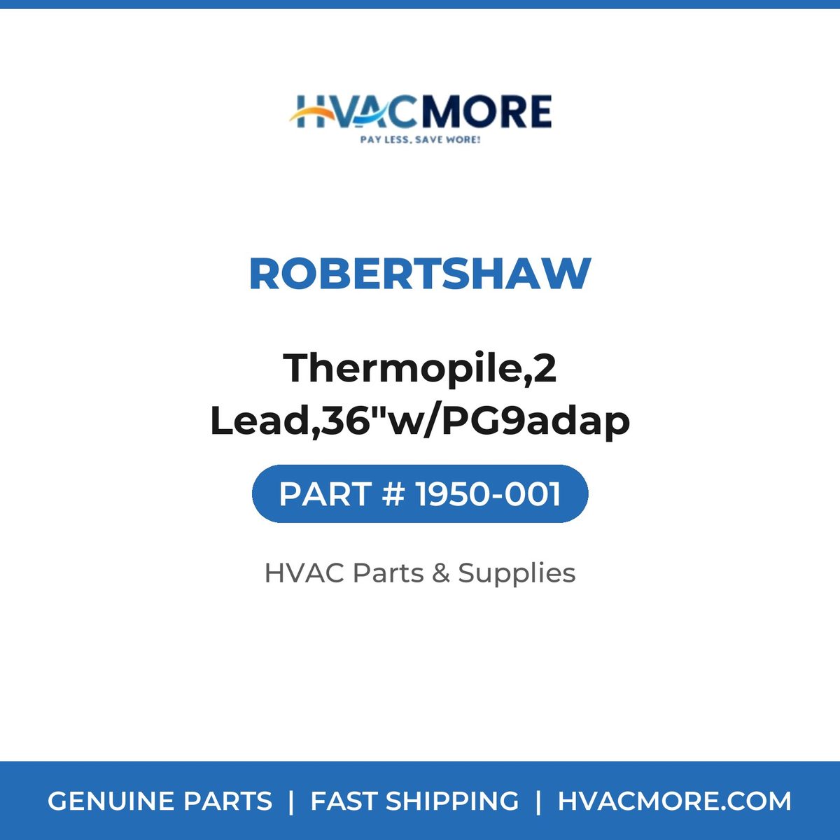 Robertshaw Thermopile,2 Lead,36"w/PG9adap 1950-001