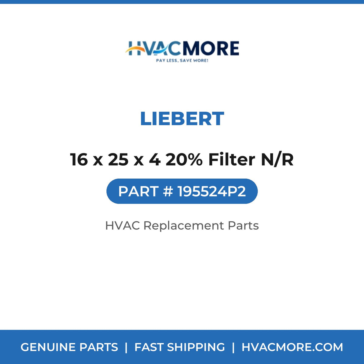 Liebert 16 x 25 x 4 20% Filter N/R 195524P2
