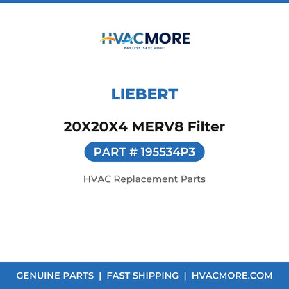 Liebert 20X20X4 MERV8 Filter 195534P3