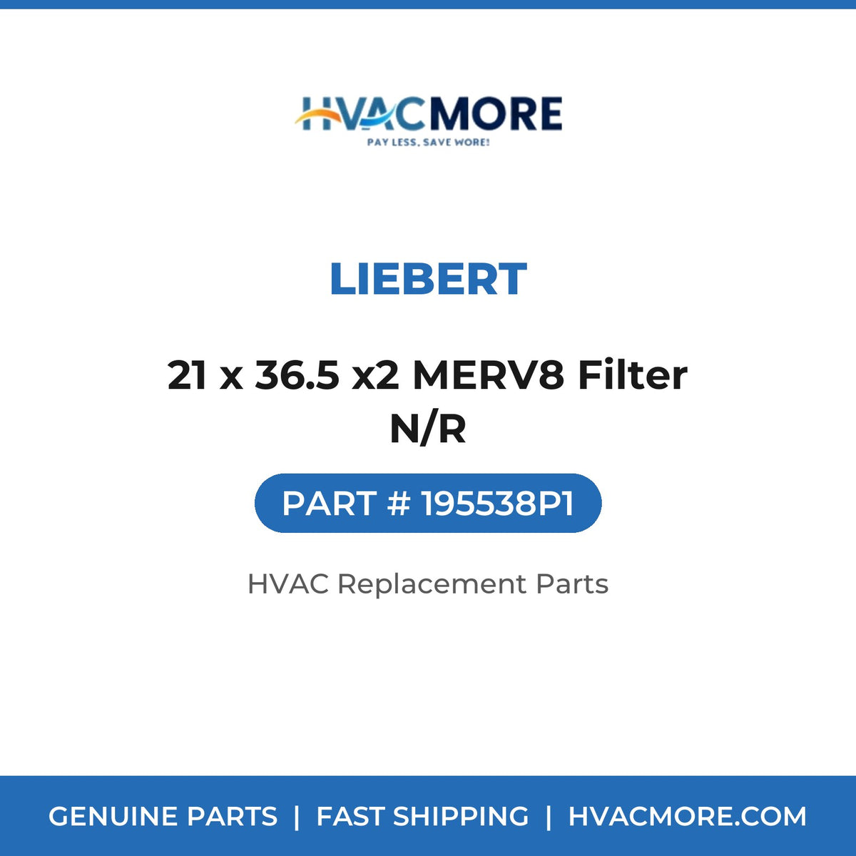 Liebert 21 x 36.5 x2 MERV8 Filter N/R 195538P1