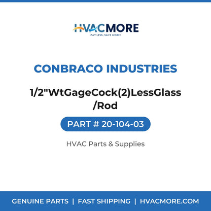 Conbraco Industries 1/2"WtGageCock(2)LessGlass/Rod 20-104-03