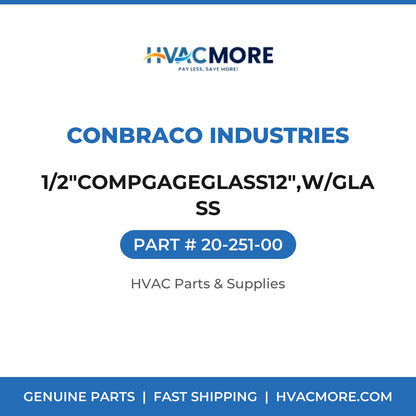 Conbraco Industries 1/2"COMPGAGEGLASS12",W/GLASS 20-251-00