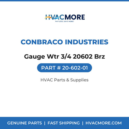 Conbraco Industries Gauge Wtr 3/4 20602 Brz 20-602-01