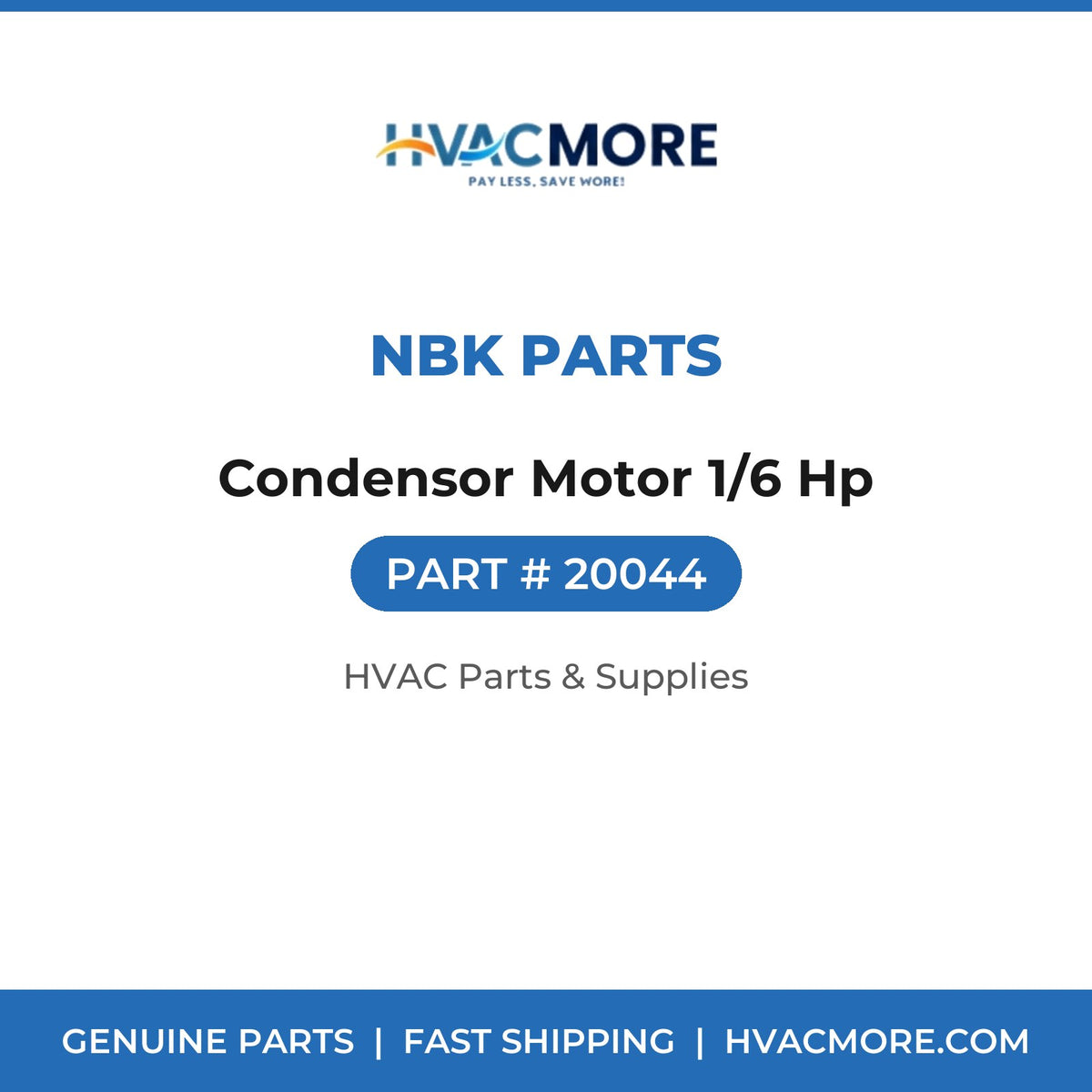NBK Parts Condensor Motor 1/6 Hp 20044