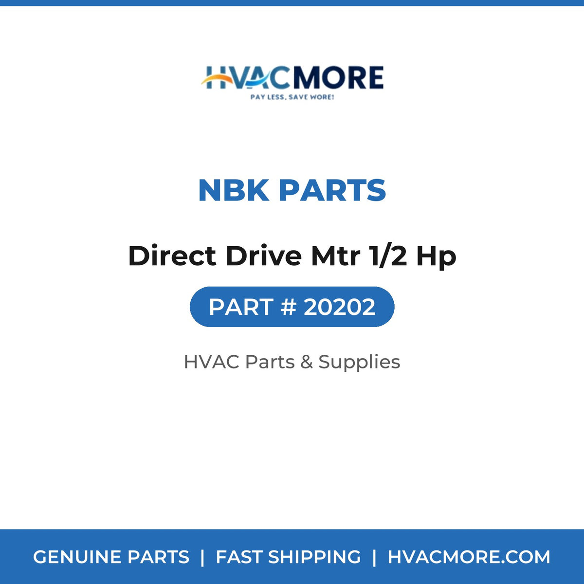 NBK Parts Direct Drive Mtr 1/2 Hp 20202