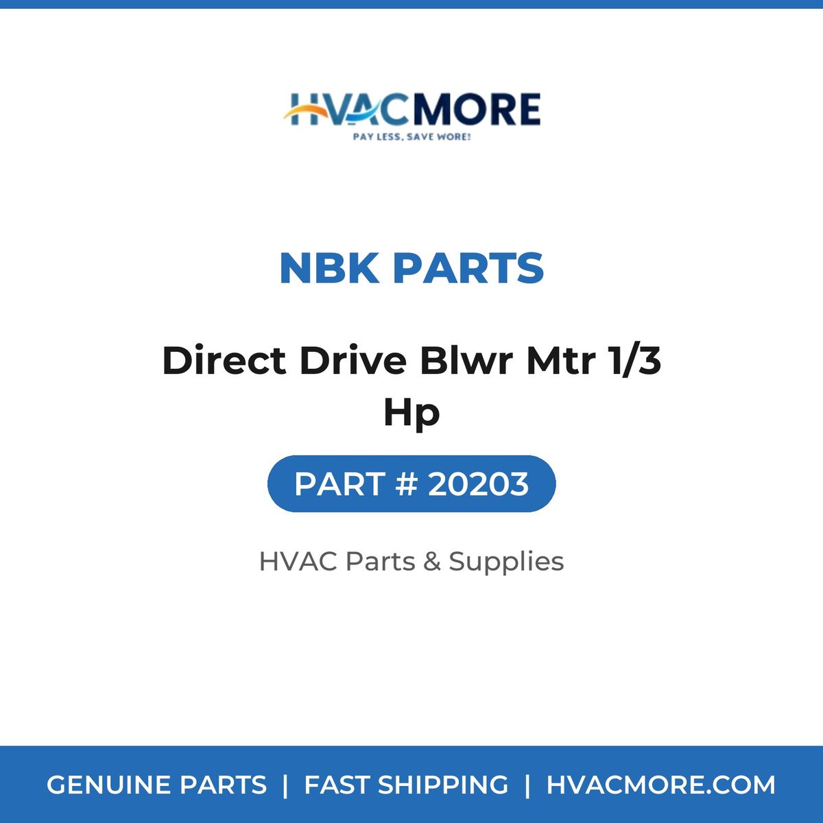 NBK Parts Direct Drive Blwr Mtr 1/3 Hp 20203