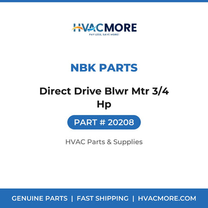 NBK Parts Direct Drive Blwr Mtr 3/4 Hp 20208