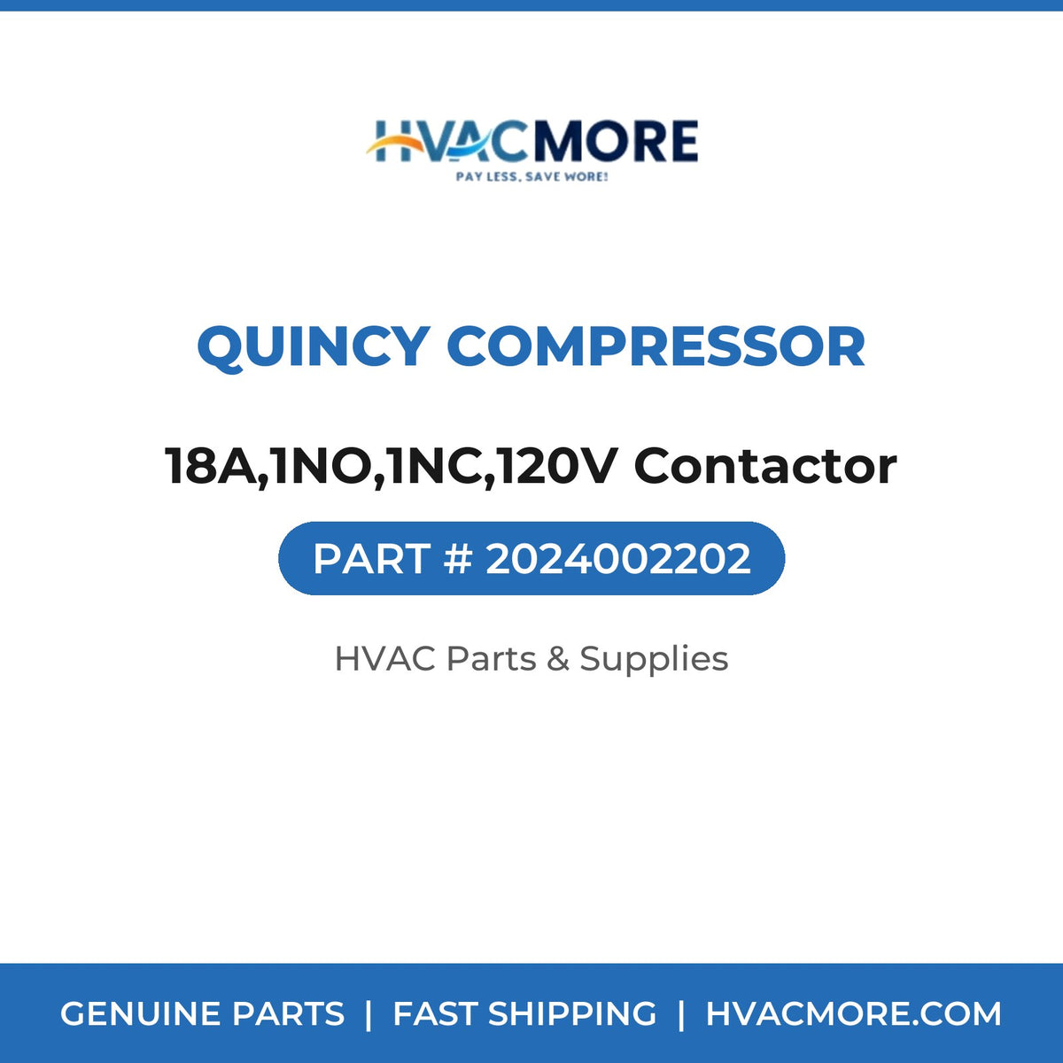 Quincy Compressor 18A,1NO,1NC,120V Contactor 2024002202