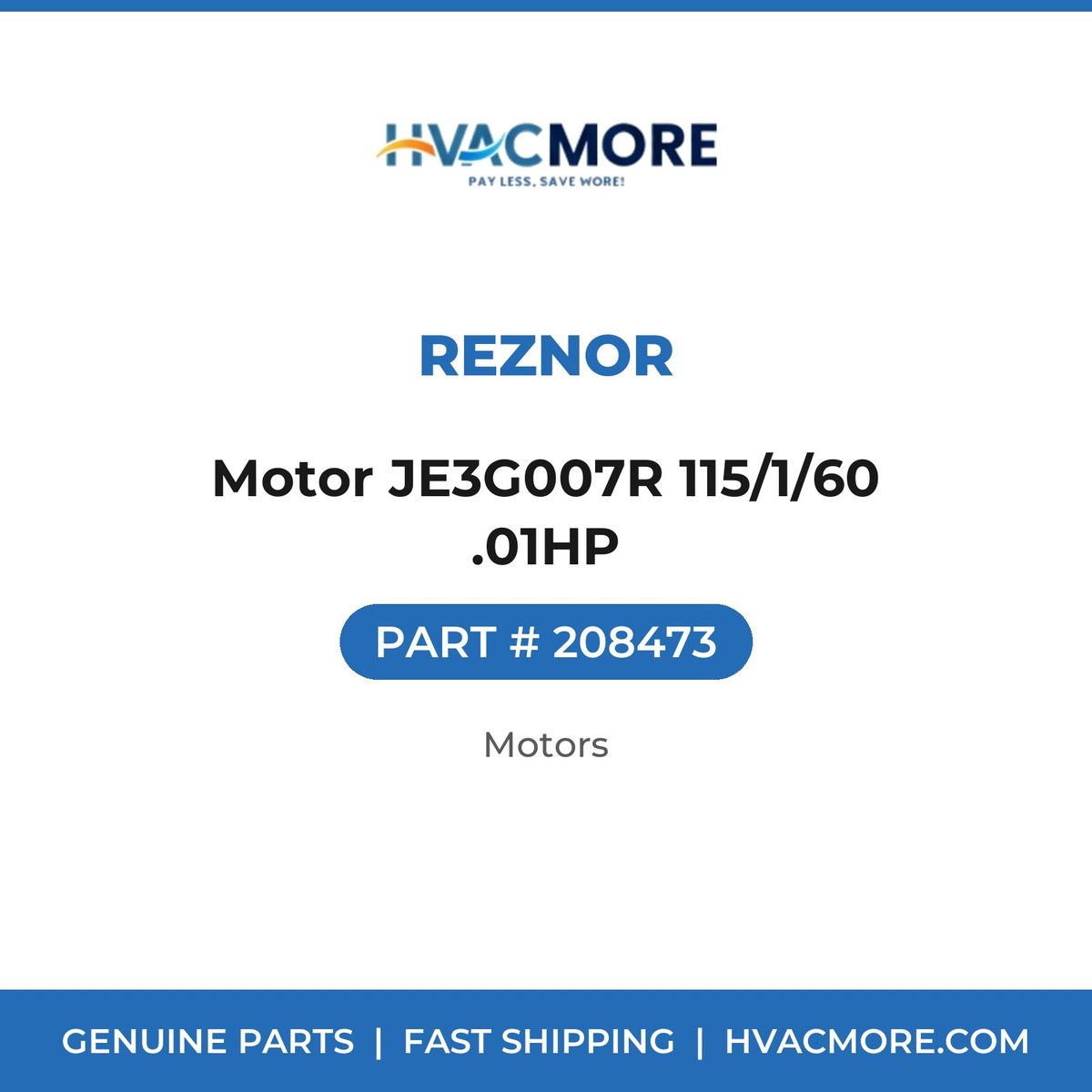 Reznor Motor JE3G007R 115/1/60 .01HP 208473