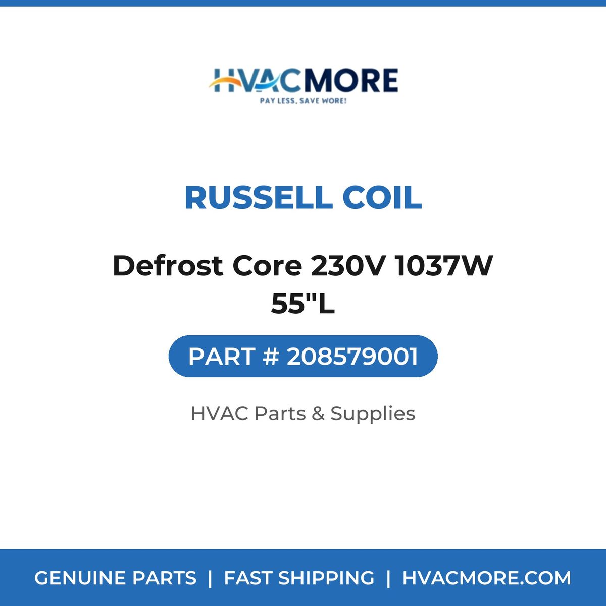Russell Coil Defrost Core 230V 1037W 55"L 208579001