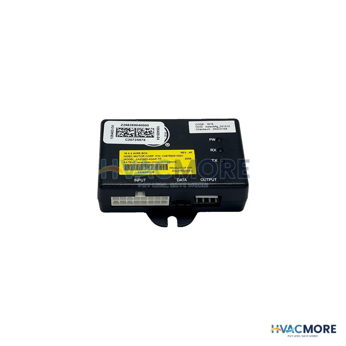 Lennox 620605-04, Nidec ECM Blower Motor Wire Box Replacement Kit, 16X4 Pin 20P48