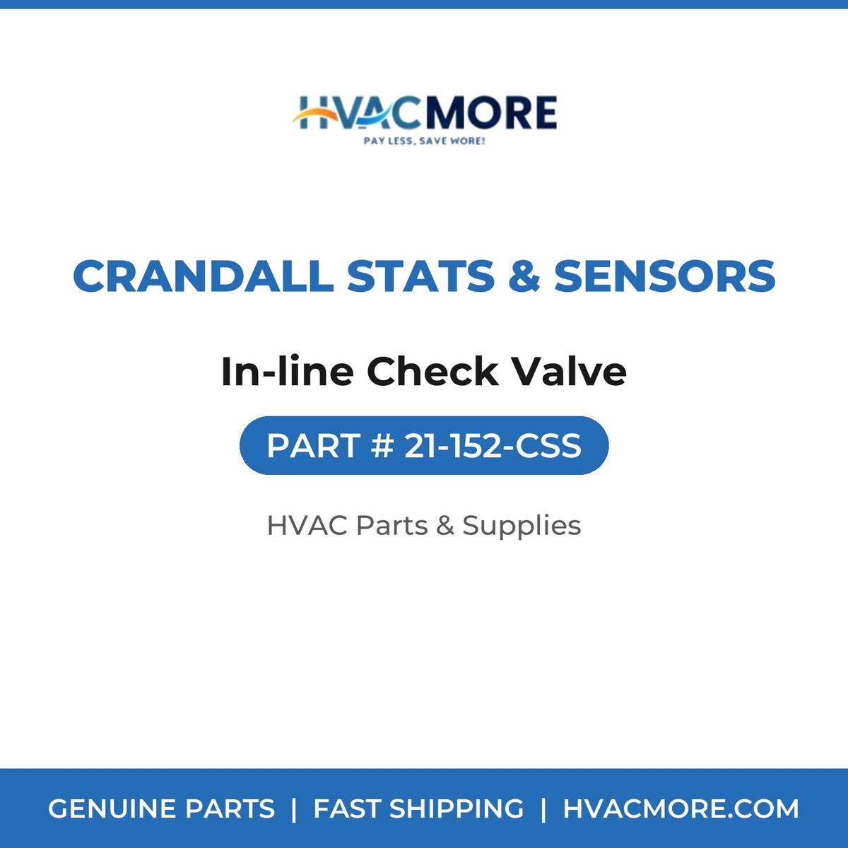 Crandall Stats & Sensors In-line Check Valve 21-152-CSS