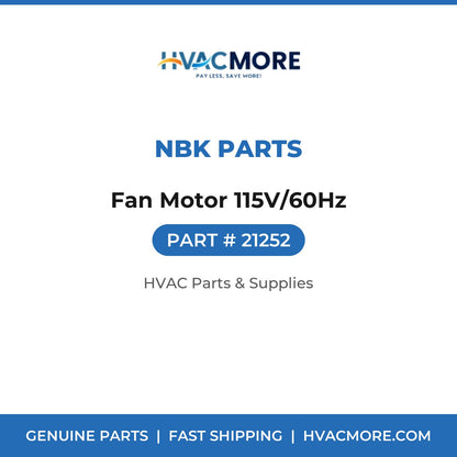 NBK Parts Fan Motor 115V/60Hz 21252