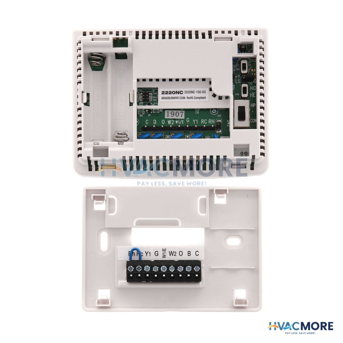 Braeburn 5-2 Day Programmable<br>Thermostat (2 Heat/1 Cool)<br> Builders Series 2220NC