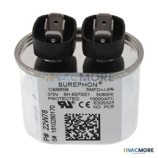 Lennox 5 MFD Oval Capacitor (370V) 22W78
