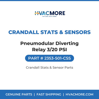 Crandall Stats & Sensors Pneumodular Diverting Relay 3/20 PSI 2353-501-CSS