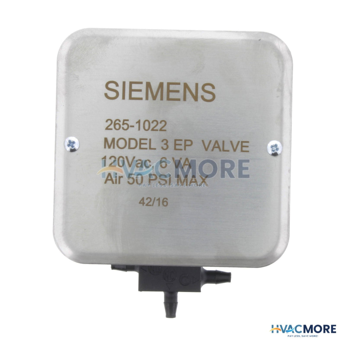 Siemens 3-WAY Model 3 Electro-Pneumatic Valve with Junction Box (110/120V) 265-1022