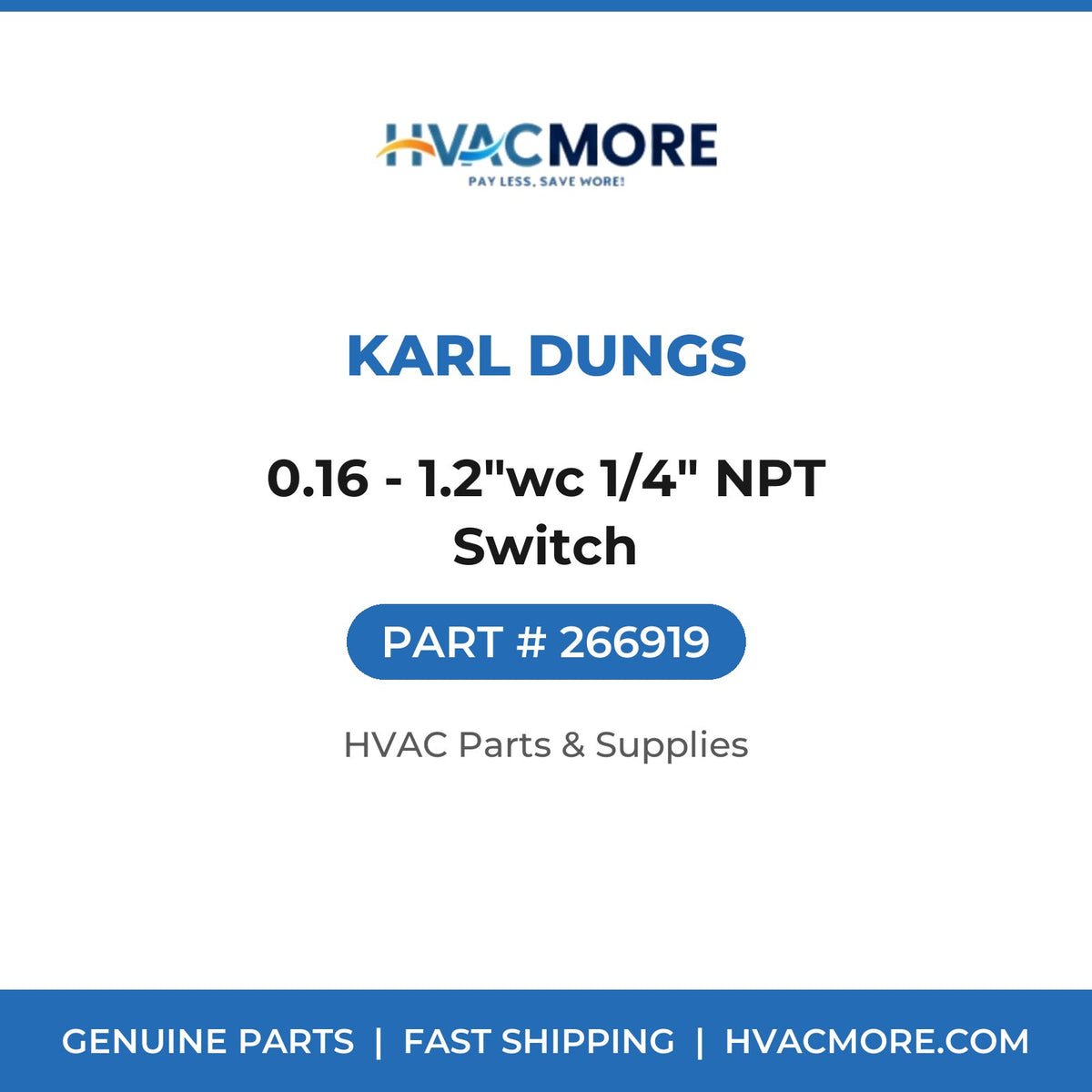 Karl Dungs 0.16 - 1.2"wc 1/4" NPT Switch 266919