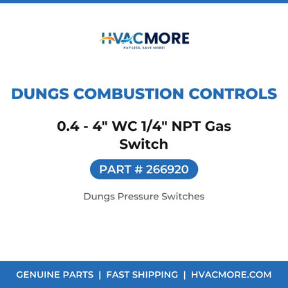 Dungs Combustion Controls 0.4 - 4" WC 1/4" NPT Gas Switch 266920