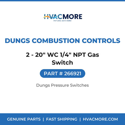 Dungs Combustion Controls 2 - 20" WC 1/4" NPT Gas Switch 266921