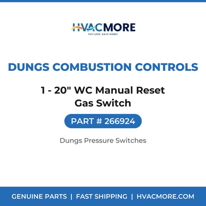 Dungs Combustion Controls 1 - 20" WC Manual Reset Gas Switch 266924