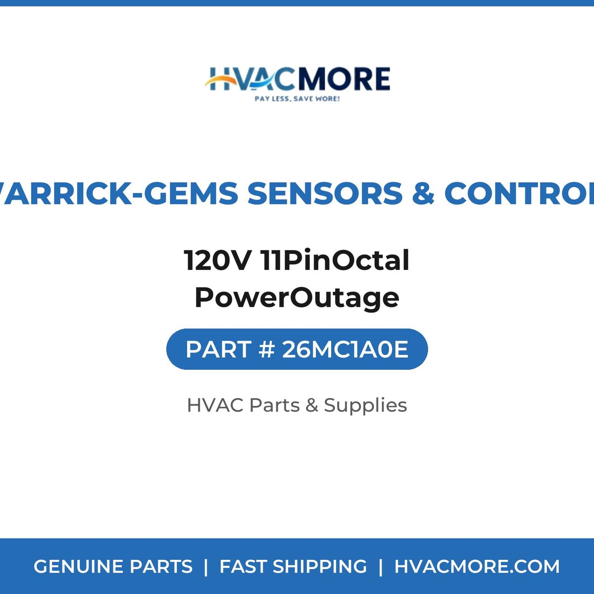 Warrick-Gems Sensors & Controls 120V 11PinOctal PowerOutage 26MC1A0E