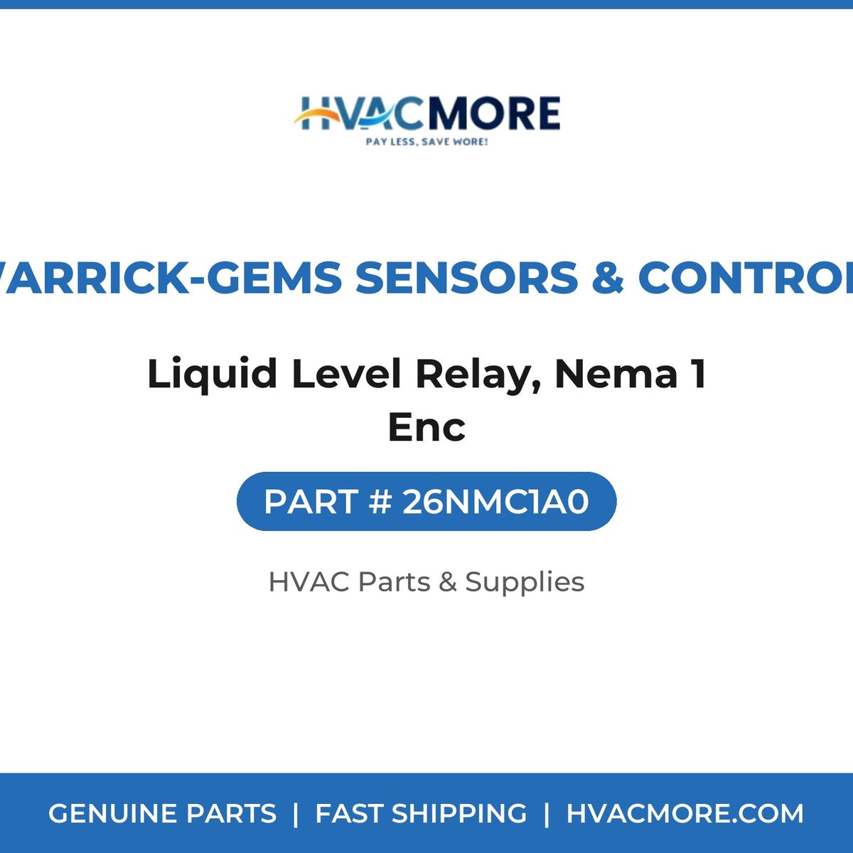 Warrick-Gems Sensors & Controls Liquid Level Relay, Nema 1 Enc 26NMC1A0