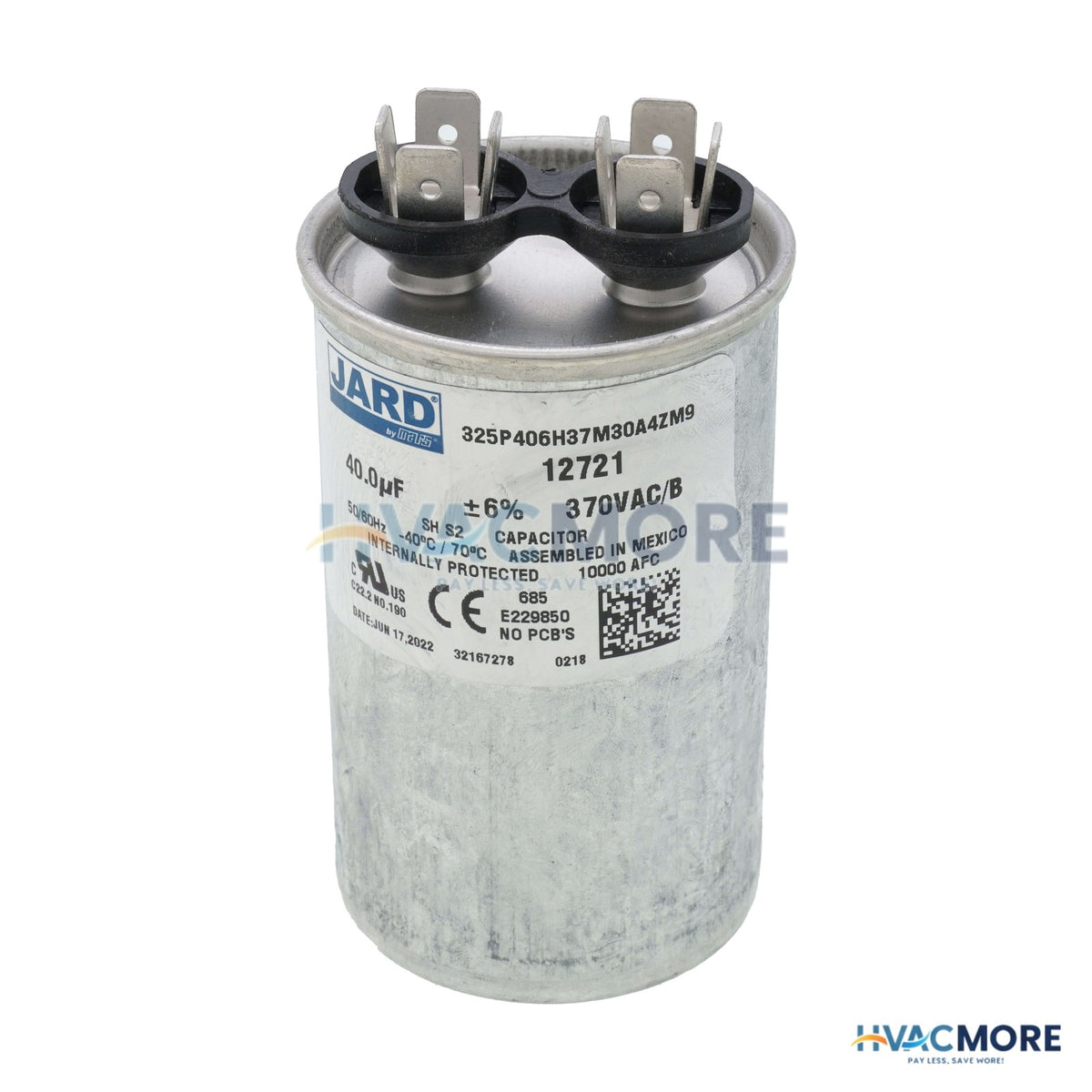 Lennox 40 MFD Round Run Capacitor (370V) 26W38