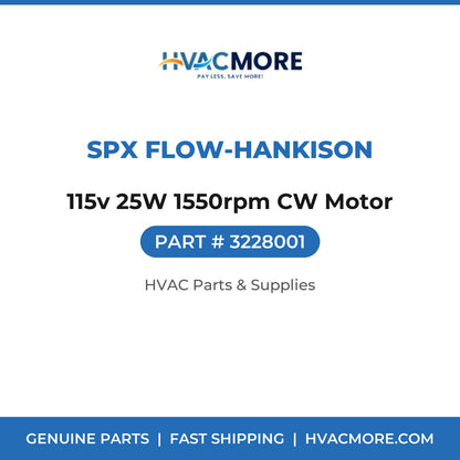 SPX Flow-Hankison 115v 25W 1550rpm CW Motor 3228001