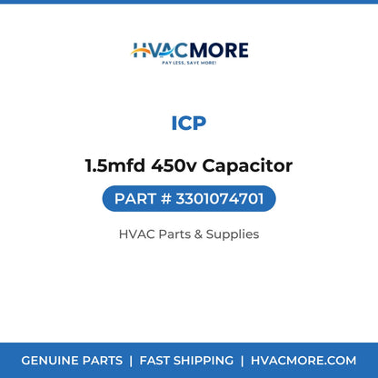 ICP 1.5mfd 450v Capacitor 3301074701