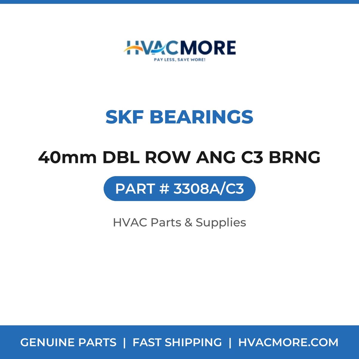 SKF Bearings 40mm DBL ROW ANG C3 BRNG 3308A/C3
