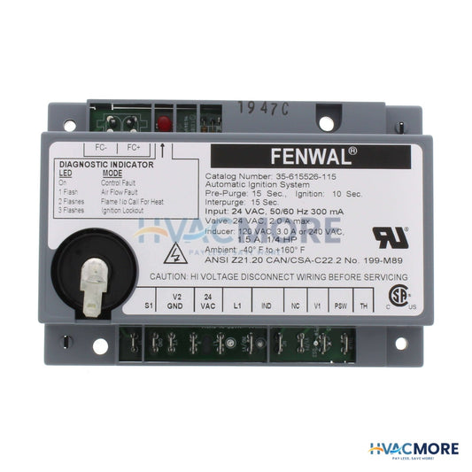 Fenwal Direct Spark Ignition Control, 24V W/ 15 sec. Prepurge (10 sec. TFI) 35-615526-115