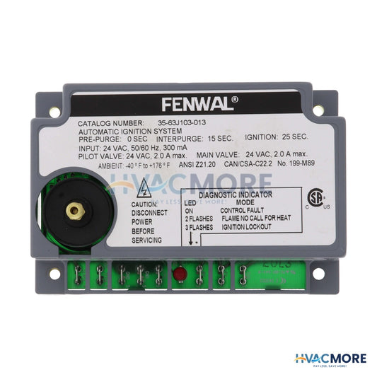 Fenwal Intermittent Pilot Ignition Control, 24V W/ 0 sec. Prepurge (25 sec. TFI) 35-63J103-013
