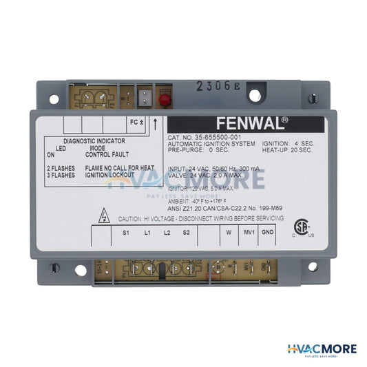 Fenwal Hot Surface Ignition Control, 24V W/ 0 sec. Prepurge (4 sec. Ignition) 35-655500-001