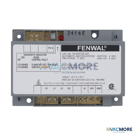 Fenwal Hot Surface Ignition Control, 24V W/ 0 sec. Prepurge (5 sec. TFI) 35-655705-001