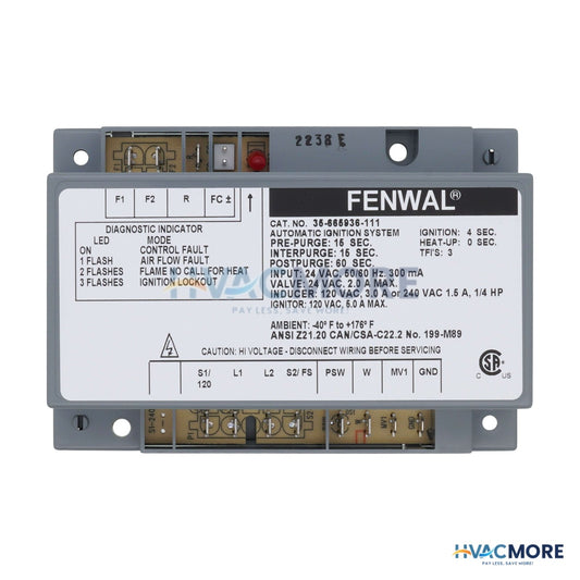Fenwal Hot Surface Ignition Control, 24V W/ 15 sec. Prepurge (4 sec. TFI) 35-665936-111