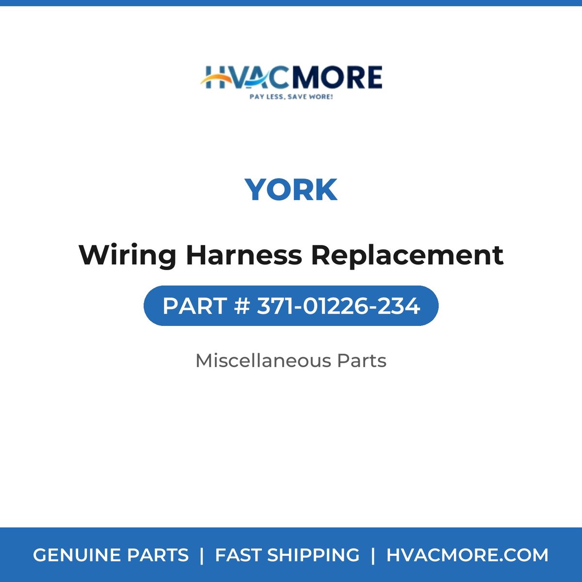 York Wiring Harness Replacement 371-01226-234