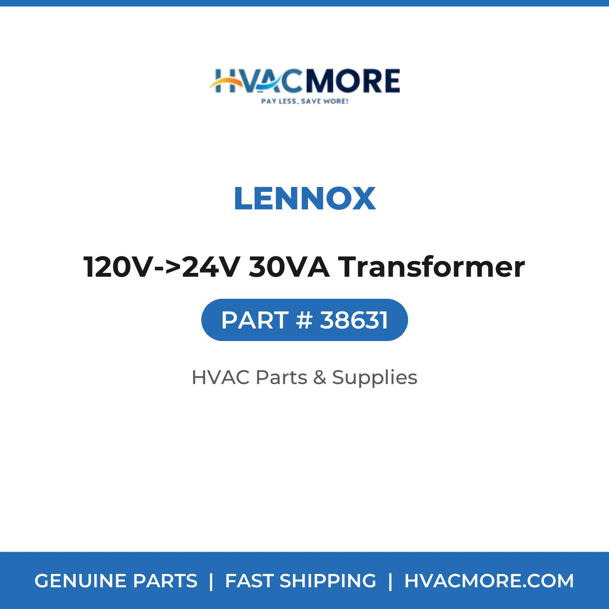 Lennox 120V->24V 30VA Transformer 38631