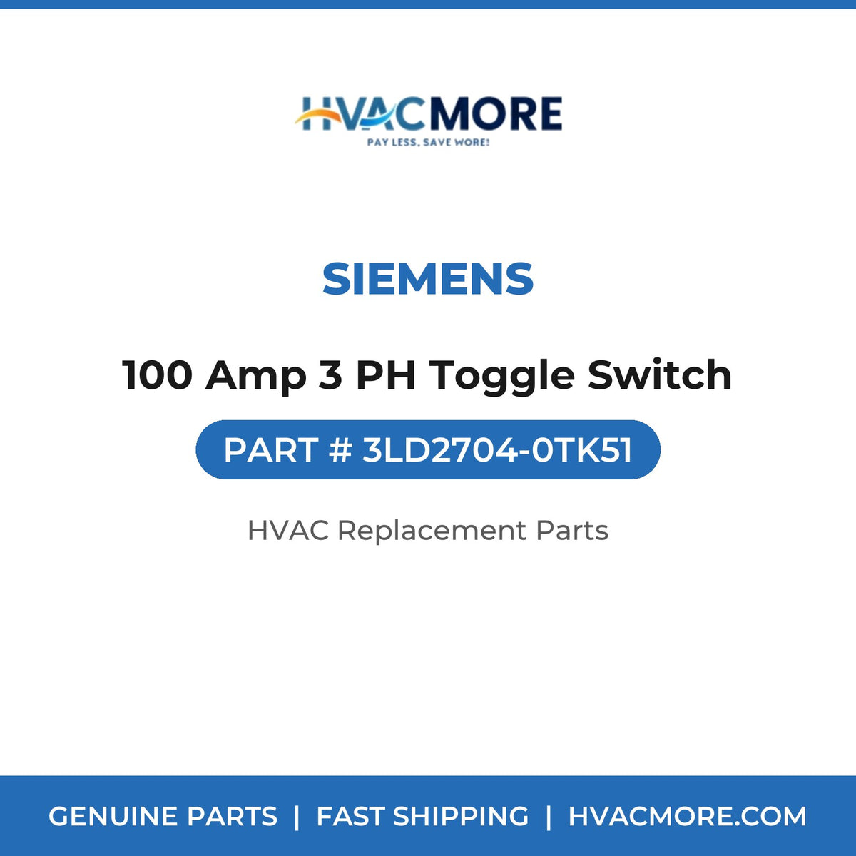 Siemens 100 Amp 3 PH Toggle Switch 3LD2704-0TK51