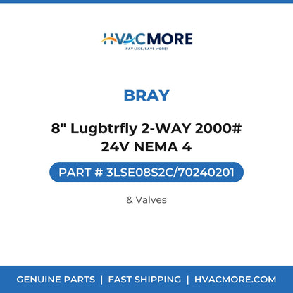 Bray 8" Lugbtrfly 2-WAY 2000# 24V NEMA 4 3LSE08S2C/70240201