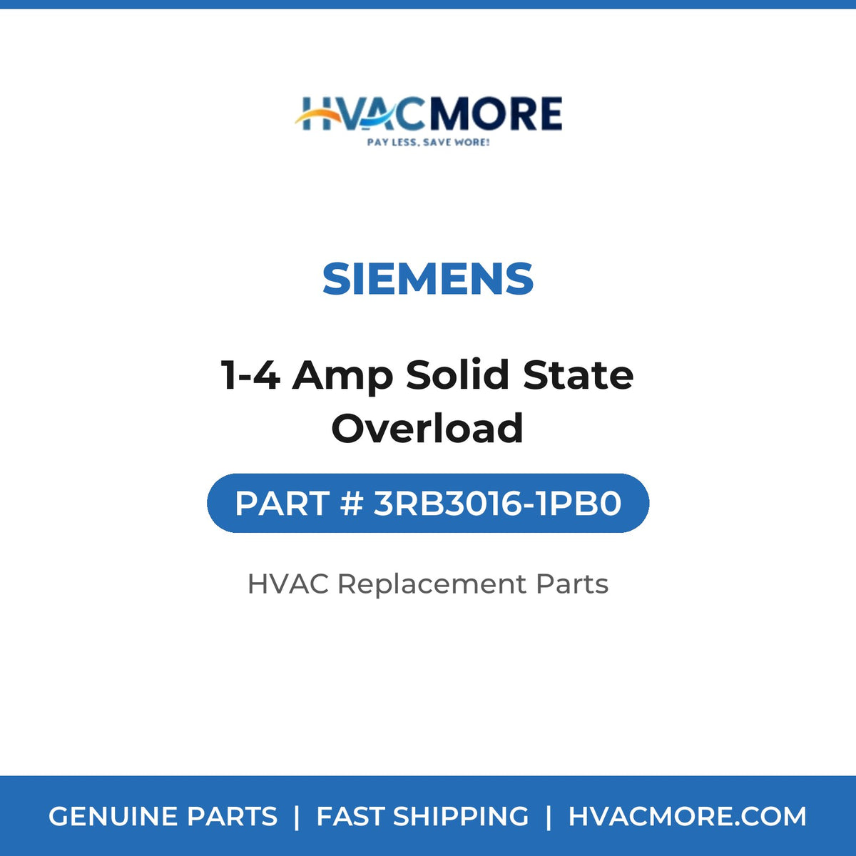Siemens 1-4 Amp Solid State Overload 3RB3016-1PB0