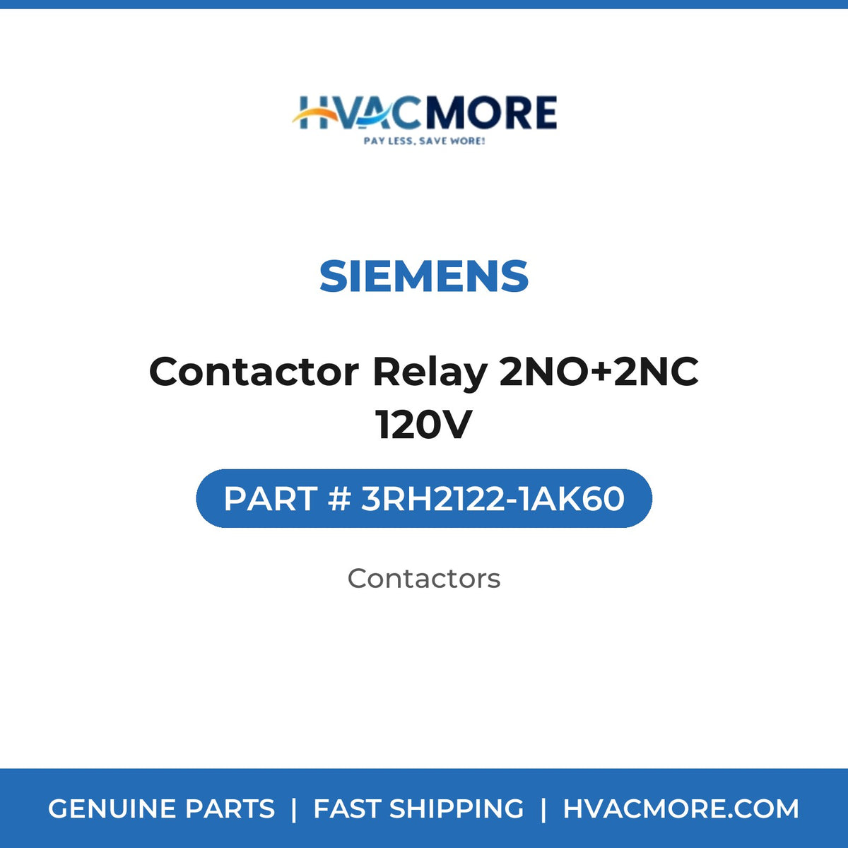 Siemens Contactor Relay 2NO+2NC 120V 3RH2122-1AK60