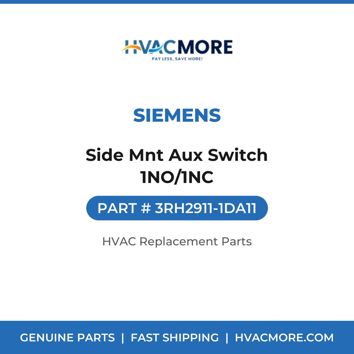 Siemens Side Mnt Aux Switch 1NO/1NC 3RH2911-1DA11
