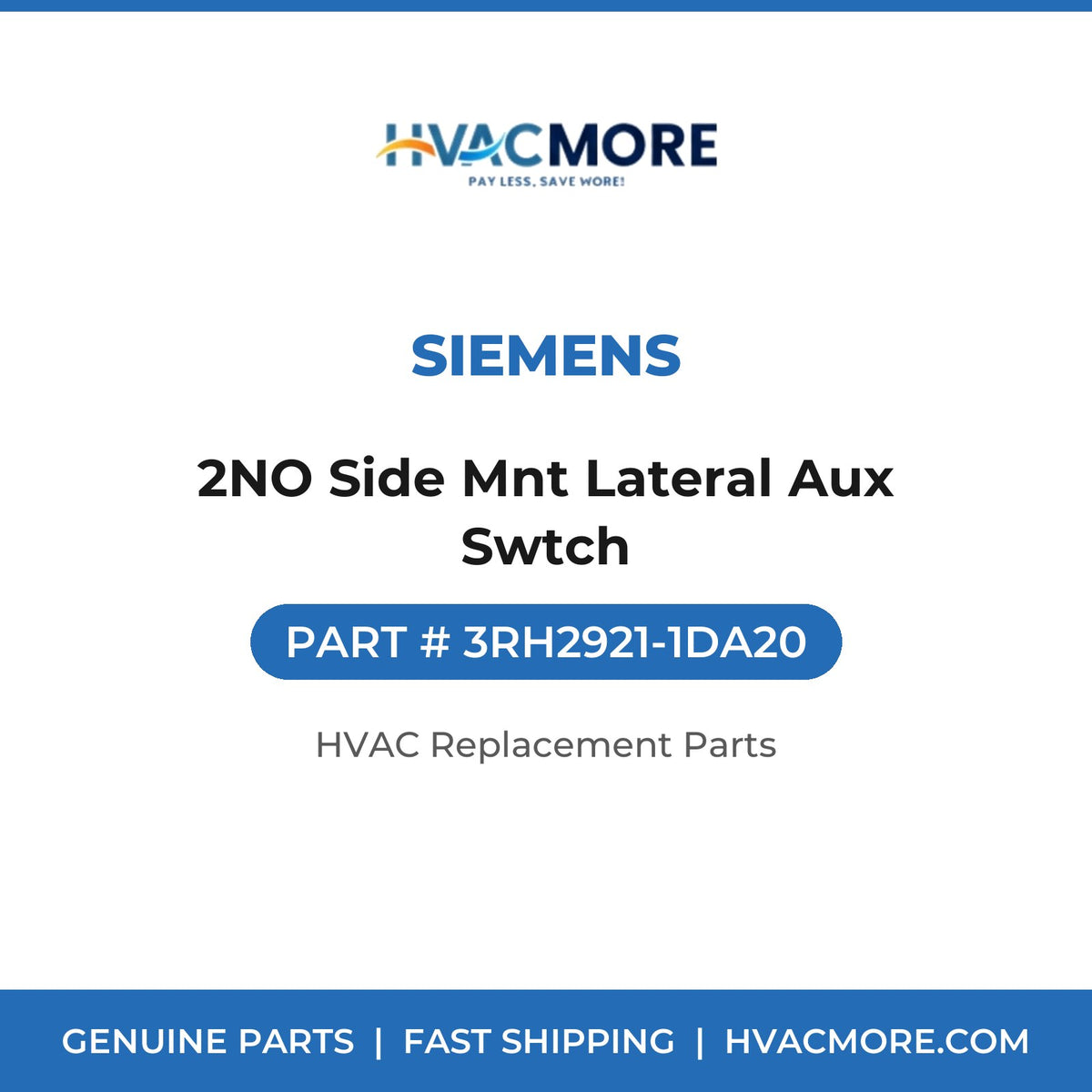Siemens 2NO Side Mnt Lateral Aux Swtch 3RH2921-1DA20