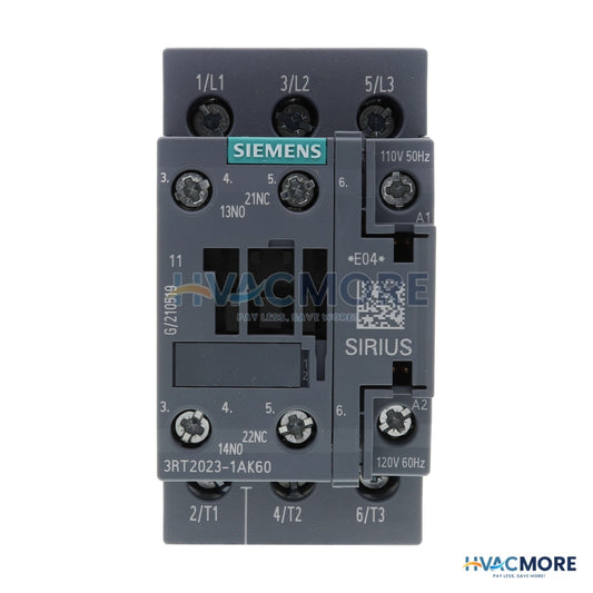 Siemens 3 Pole, 9 AMP<BR>120V Contactor 3RT2023-1AK60