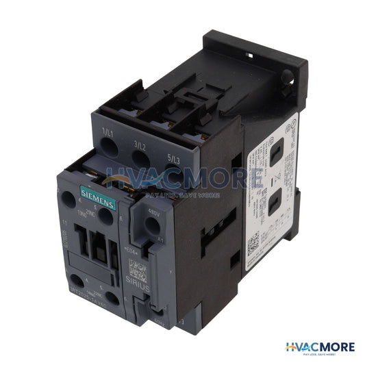 Siemens 3 Pole, 17 Amp, 1NO/1NC, 480V Power Contactor 3RT2025-1AV60