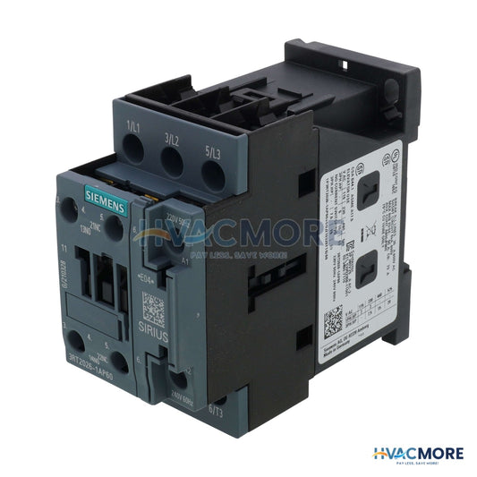 Siemens 3 Pole, 25 Amp, 1NO/1NC, 220/240V Power Contactor 3RT2026-1AP60