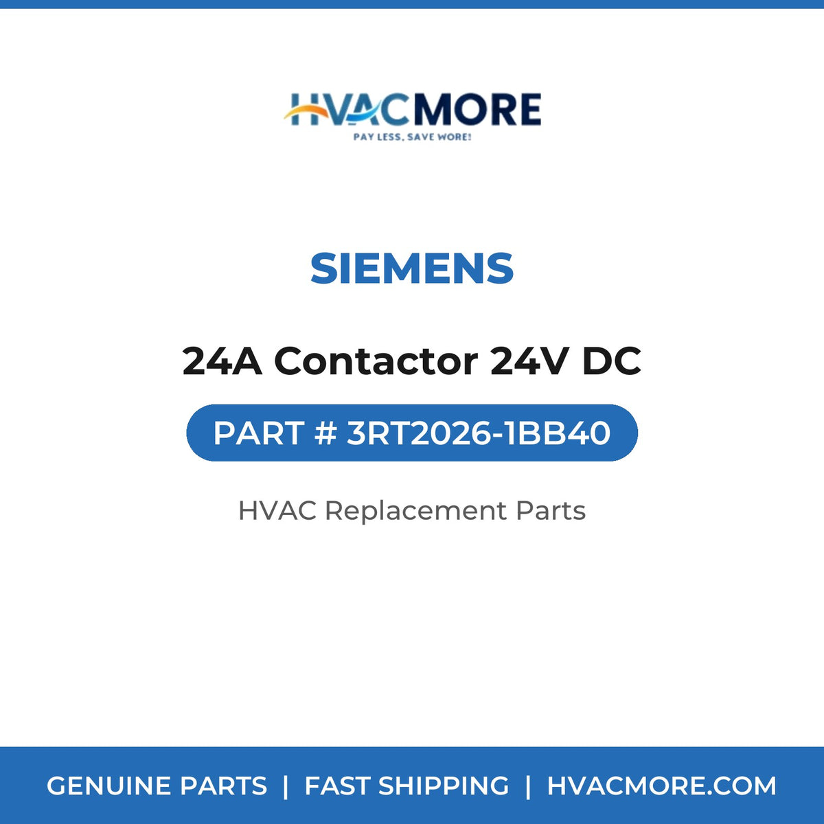Siemens 24A Contactor 24V DC 3RT2026-1BB40